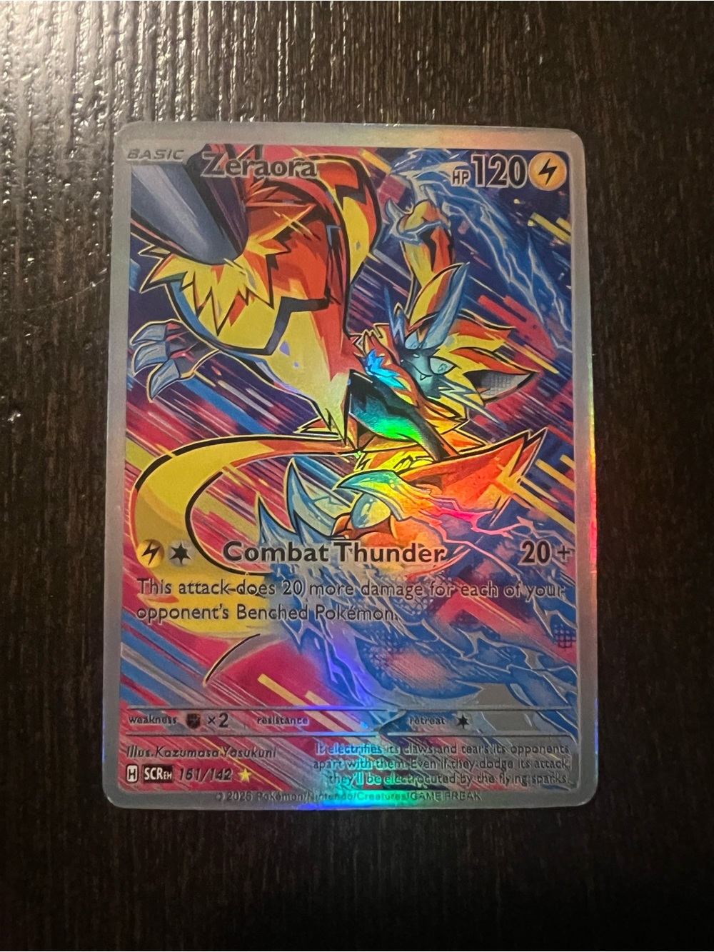 Pokemon Zeraora Holo Card - Yellow/Blue/Purple